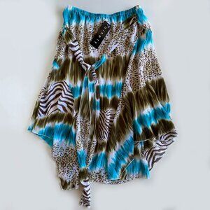 NWT Ninety Pull-On Skirt with Faux-Wrap Front Animal Print Size S